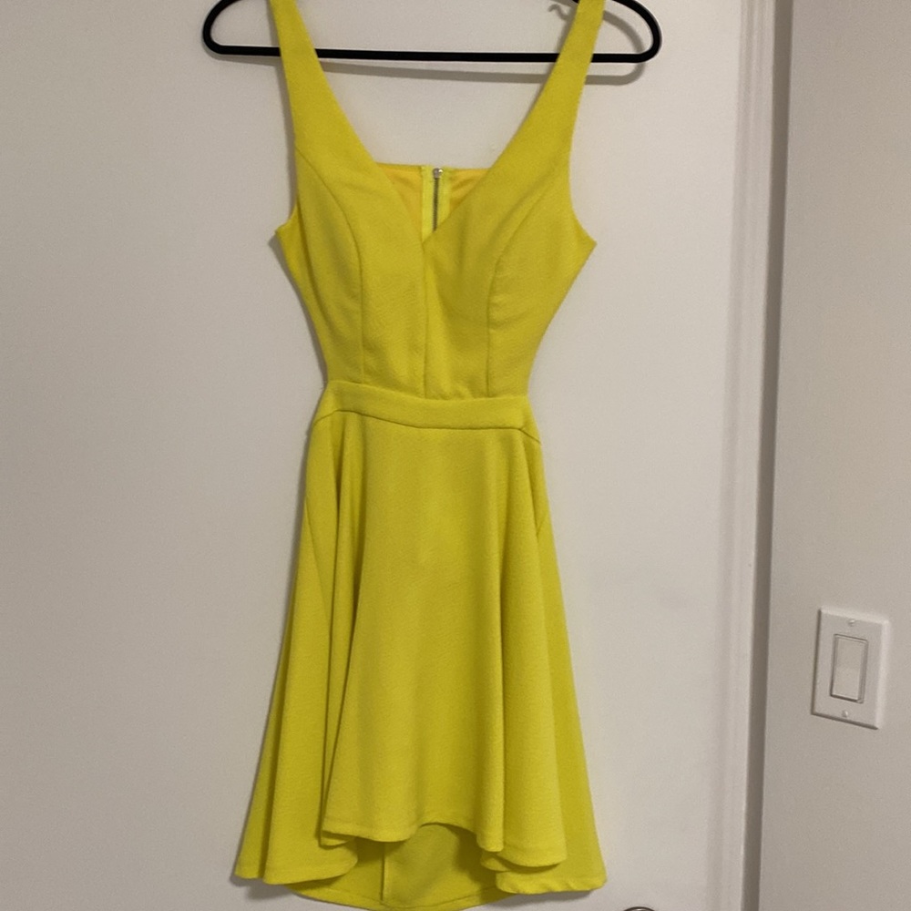 Canary yellow open back dress